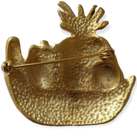 Tropical Fruit Salad Brooch Pin Gold Tone Pineapple Banana Pear Whimsical Enamel - Picture 9 of 16